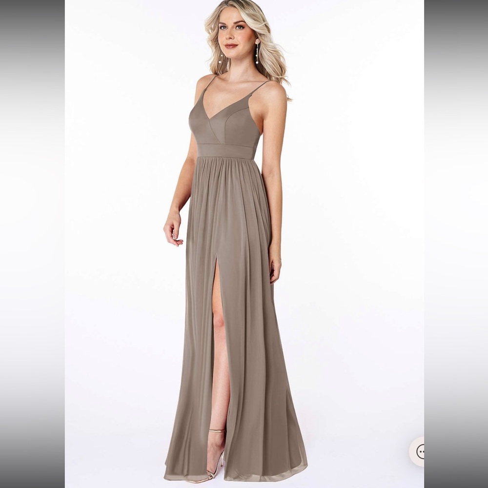 Size 28W Azazie Kira Plus Size Formal Prom Bridesmaid Dress in Hazelnut